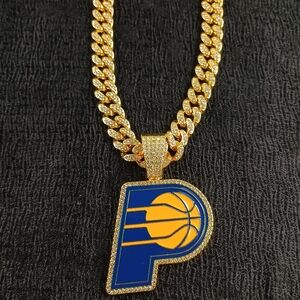 Indiana Pacers 20 Inch Necklace Pendant Cuban Chain NBA Basketball Jewelry
